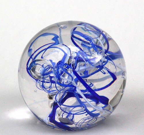 Click to view detail for DB-873 Glass Paperweight Blue Abstract $75